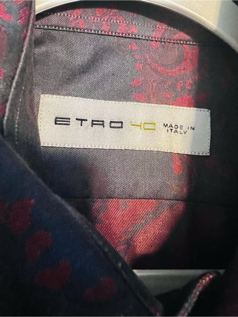 Etro Navy/Burgundy Paisley Print Button Down Shirt 40/M - Picture 8 of 9